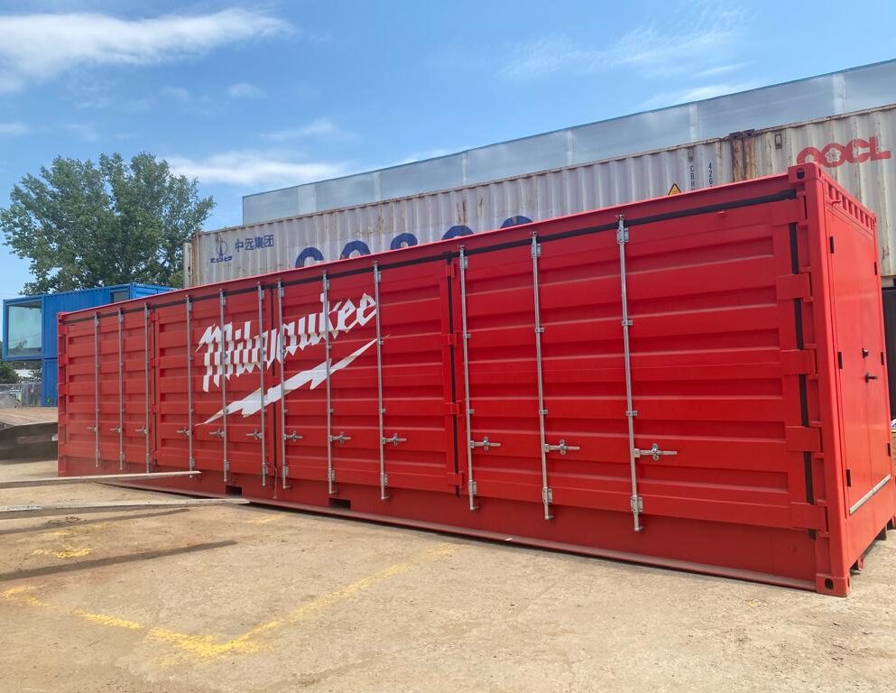 Custom shipping container office modification by Ground Up Services